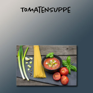 Food Template für Instagram mit einem Foto von einer Tomatensuppe
