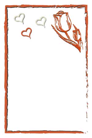 Rahmen mit handgezeichneter Tulpe und Herzchen
