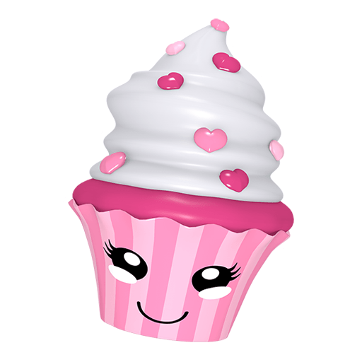 pinker Cupcake Sticker mit lächelnden Gesicht