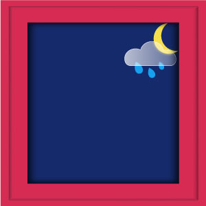 Template mit Wettericon für die Nacht. Mond, Wolke, Regen
