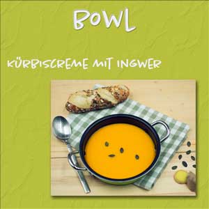 template mit Foto von Kürbissuppe