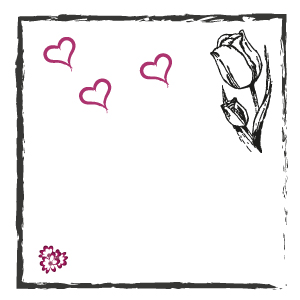 Rahmen mit Tulpe und Herzchen