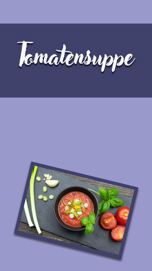 Template mit Foto von Tomatensuppe