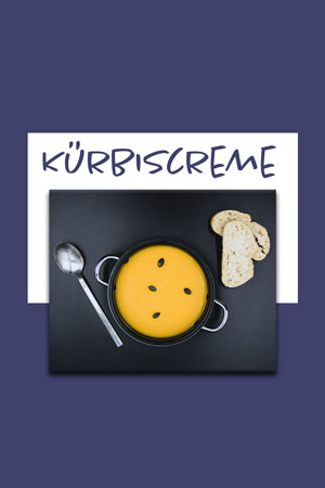 template mit Foto von Kürbissuppe