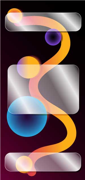 abstraktes Template mit leuchtenden Formen und leeren Textfeldern