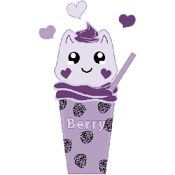 niedlicher beeren Eisshake mit Kätzchen in lila