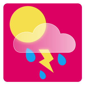 WetterIcon für verschieden bewölkt mit vereinzelt Schauer und Gerwitter 